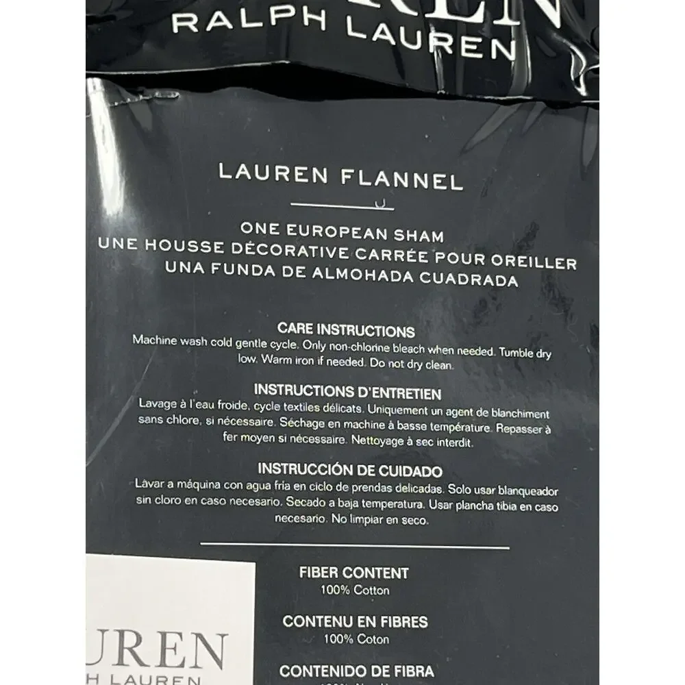 Ralph Lauren FLANNEL Rhyne Floral Euro Pillow Sham BLUE 26” X 26” $135 NIP